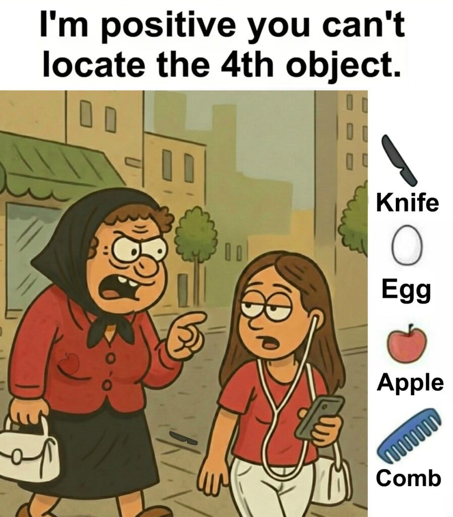 Find Knife, Egg, Apple, Comb. - STORIES